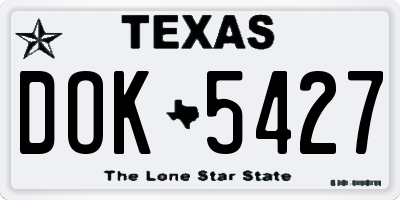 TX license plate DOK5427