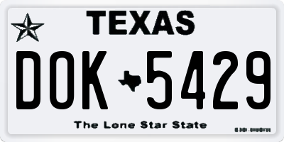 TX license plate DOK5429