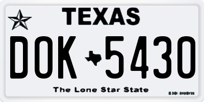 TX license plate DOK5430