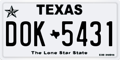 TX license plate DOK5431