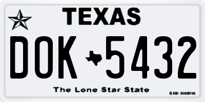 TX license plate DOK5432