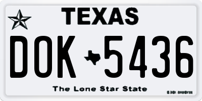 TX license plate DOK5436