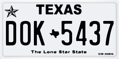 TX license plate DOK5437