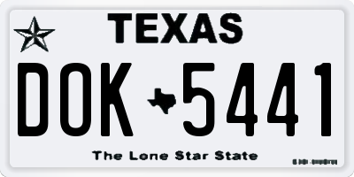 TX license plate DOK5441