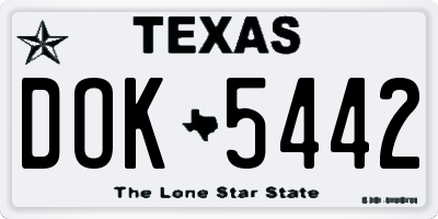 TX license plate DOK5442