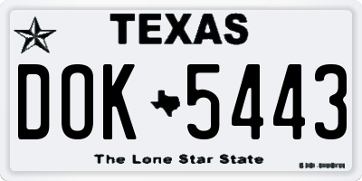 TX license plate DOK5443