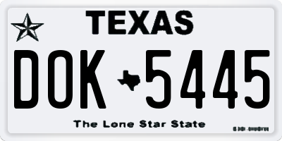 TX license plate DOK5445