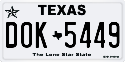 TX license plate DOK5449