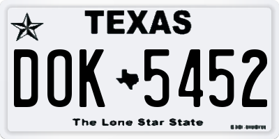 TX license plate DOK5452