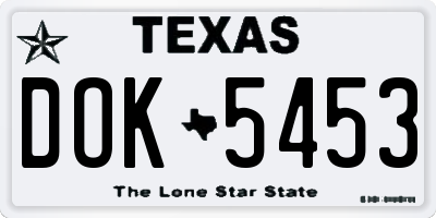 TX license plate DOK5453