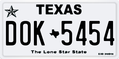 TX license plate DOK5454