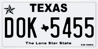 TX license plate DOK5455