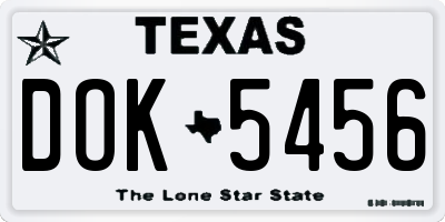 TX license plate DOK5456