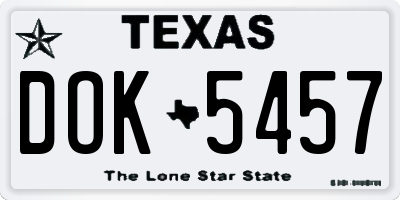 TX license plate DOK5457