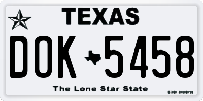 TX license plate DOK5458