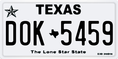 TX license plate DOK5459