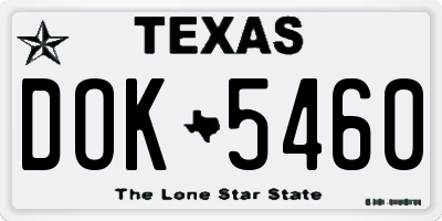 TX license plate DOK5460