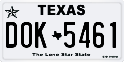 TX license plate DOK5461