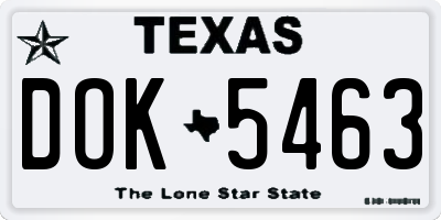 TX license plate DOK5463