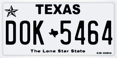 TX license plate DOK5464