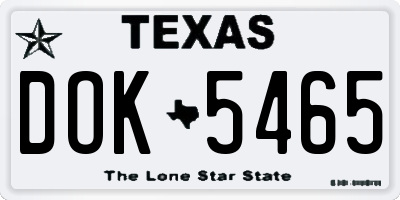 TX license plate DOK5465