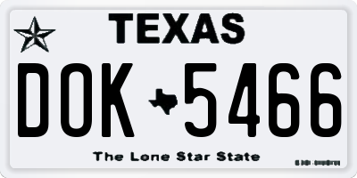 TX license plate DOK5466