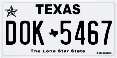 TX license plate DOK5467