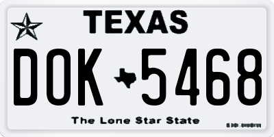 TX license plate DOK5468