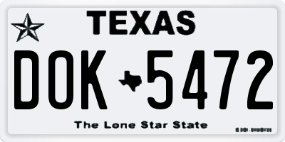 TX license plate DOK5472