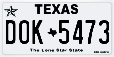 TX license plate DOK5473
