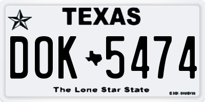 TX license plate DOK5474