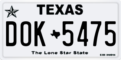 TX license plate DOK5475