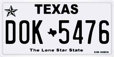 TX license plate DOK5476