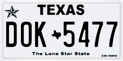 TX license plate DOK5477