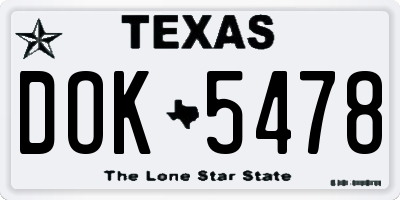 TX license plate DOK5478