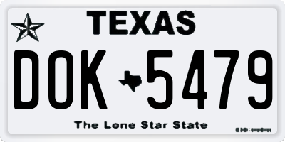 TX license plate DOK5479