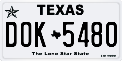 TX license plate DOK5480