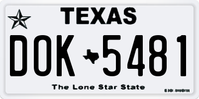 TX license plate DOK5481