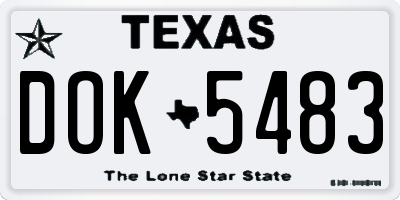 TX license plate DOK5483