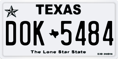 TX license plate DOK5484