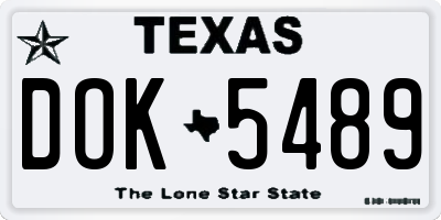 TX license plate DOK5489