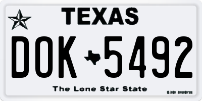 TX license plate DOK5492