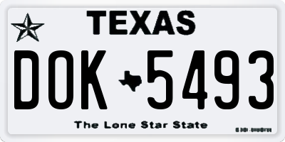 TX license plate DOK5493