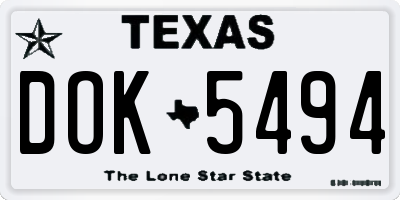 TX license plate DOK5494