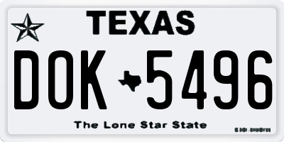 TX license plate DOK5496