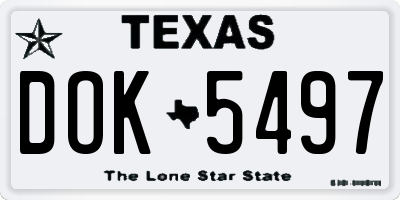 TX license plate DOK5497