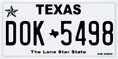 TX license plate DOK5498