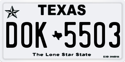 TX license plate DOK5503