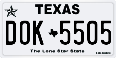 TX license plate DOK5505