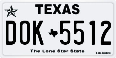 TX license plate DOK5512